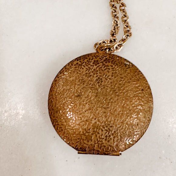 Lenora Dame Gold Rhinestone Floral Locket Necklace - Picture 7 of 8